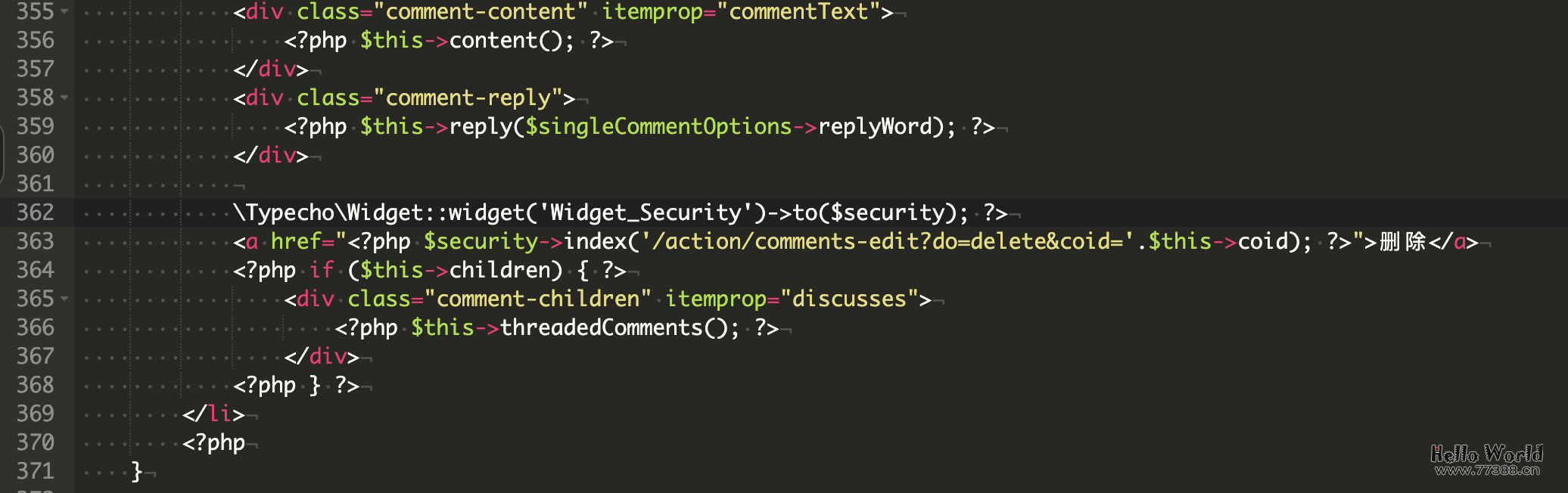 Typecho 修改源码实现前台删除评论功能