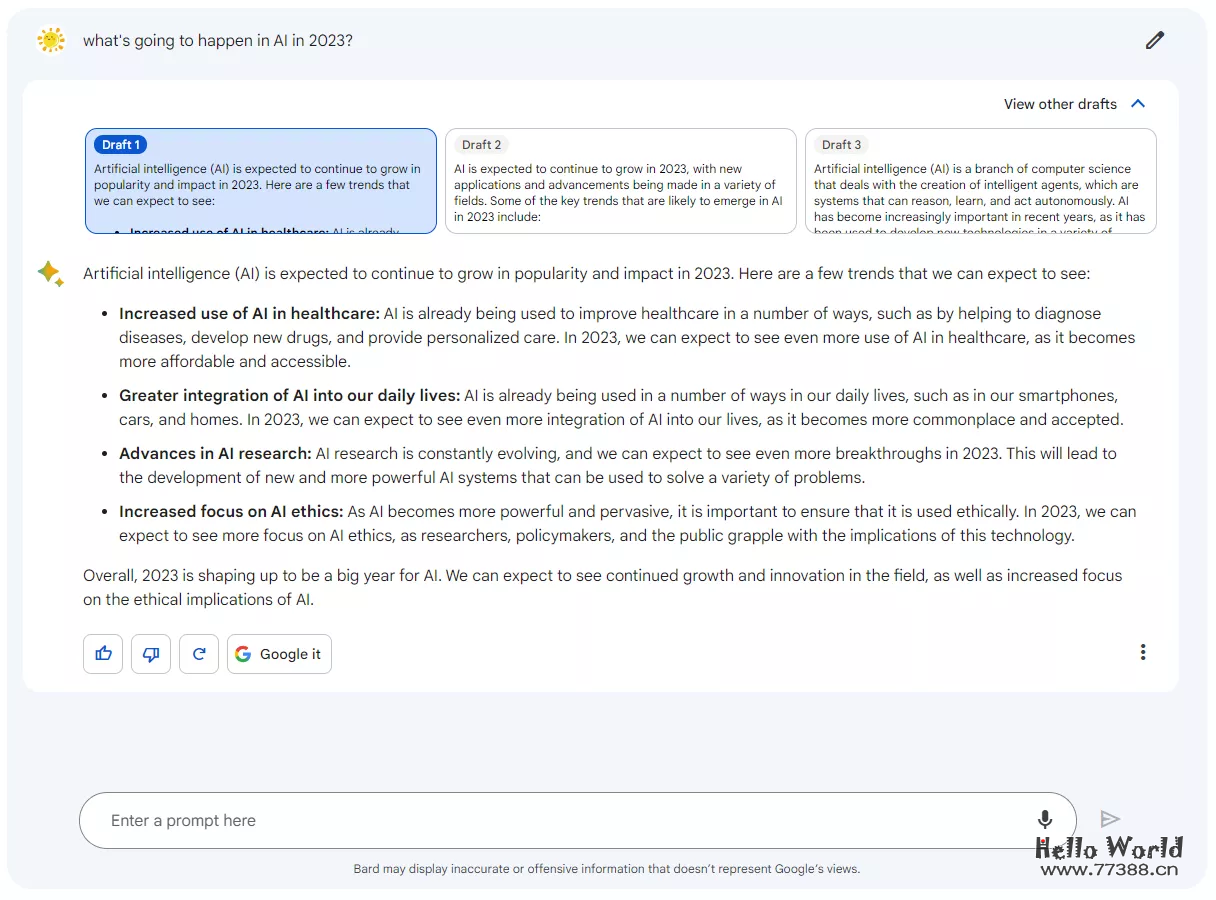 ChatGPT 的对手来了，谷歌 Bard 初体验