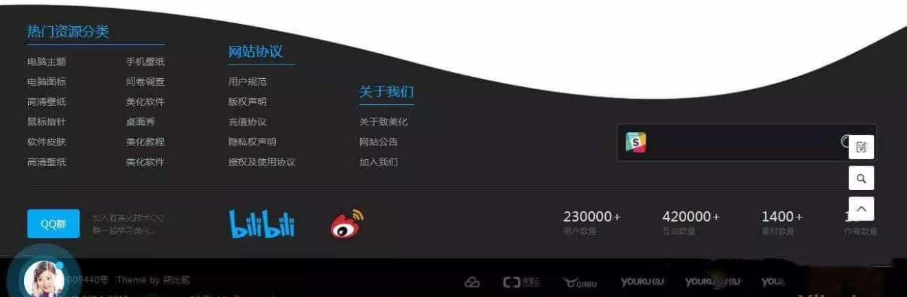 b2主题仿致美化页脚